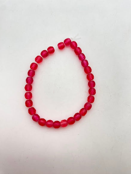 Vintage Glass Faceted 6mm Rose Pink Matte