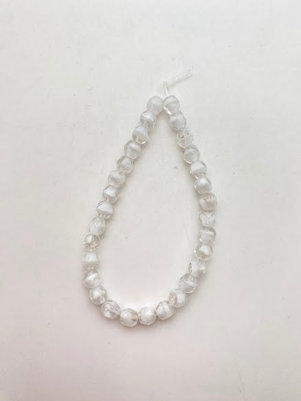 Vintage Glass Faceted 6mm Multi White