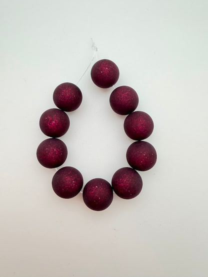Round 12mm Matte Glitter Plum