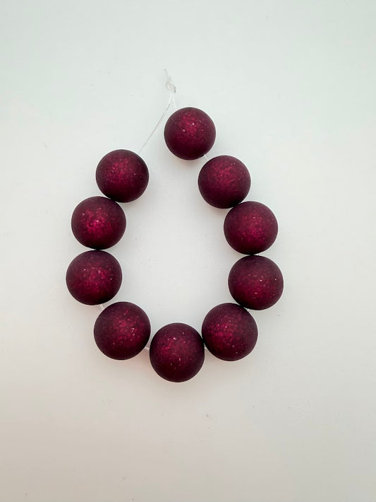 Round 12mm Matte Glitter Plum
