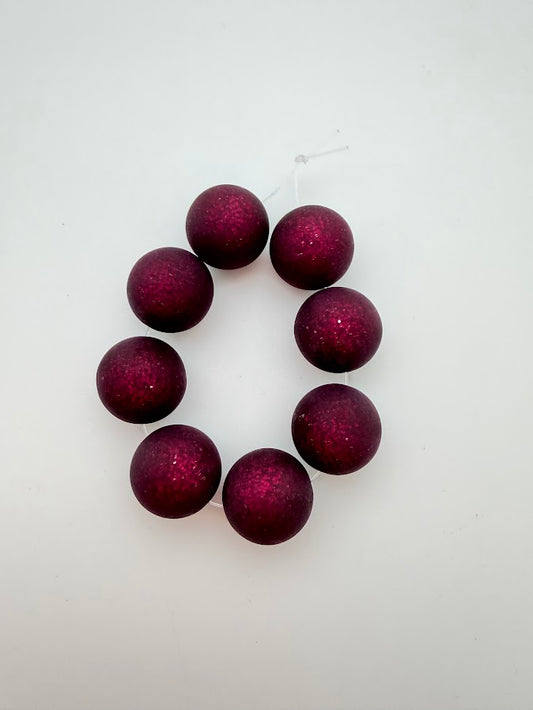Round 16mm Matte Glitter Plum