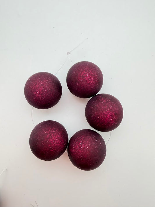 Round 20mm Matte Glitter Plum