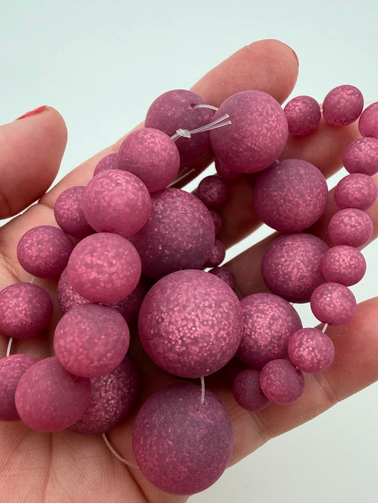 Round 12mm Matte Glitter Dewberry