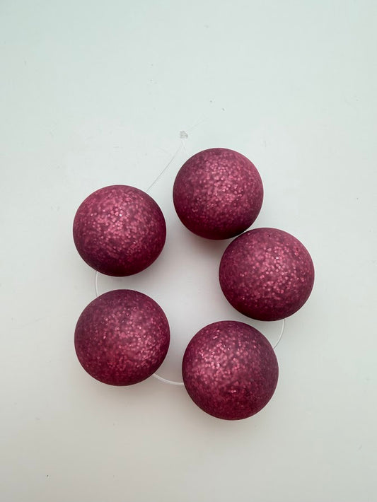 Round 20mm Matte Glitter Dewberry
