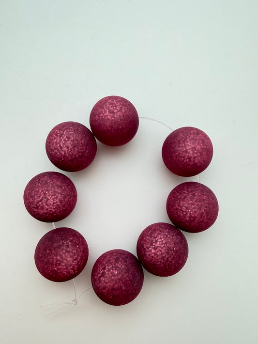 Round 16mm Matte Glitter Dewberry