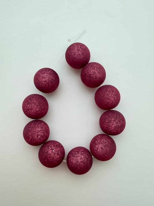Round 12mm Matte Glitter Dewberry