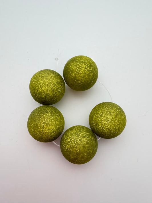 Round 20mm Matte Glitter Kiwi