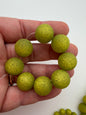 Round 16mm Matte Glitter Kiwi