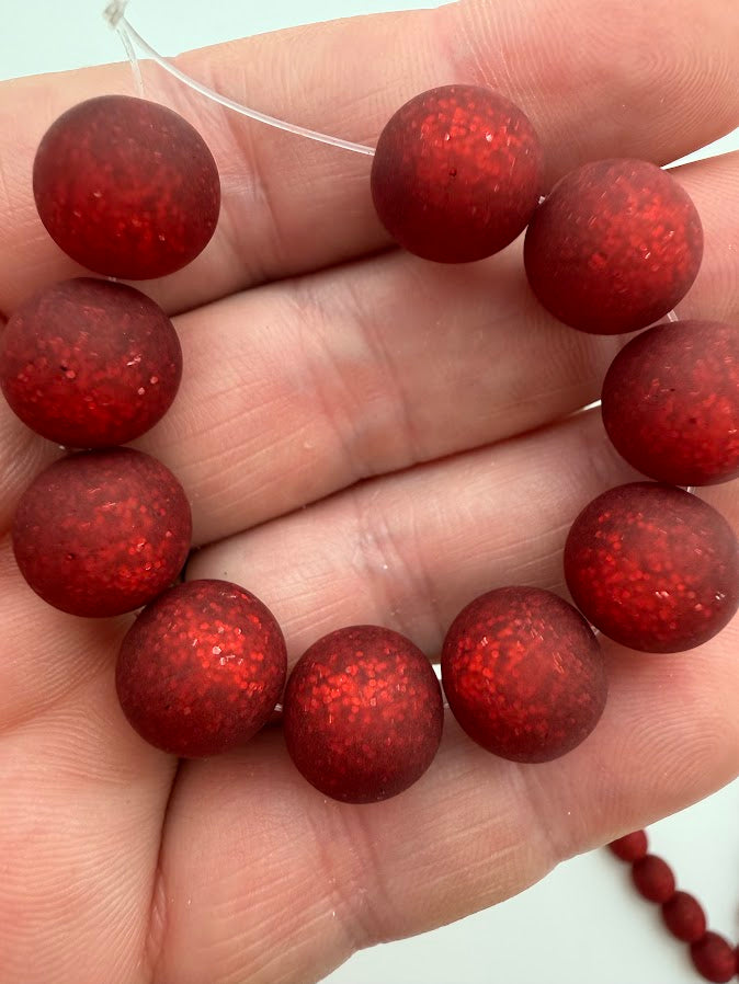 Round 12mm Matte Glitter Lipstick Red