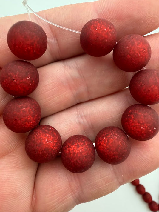 Round 12mm Matte Glitter Lipstick Red