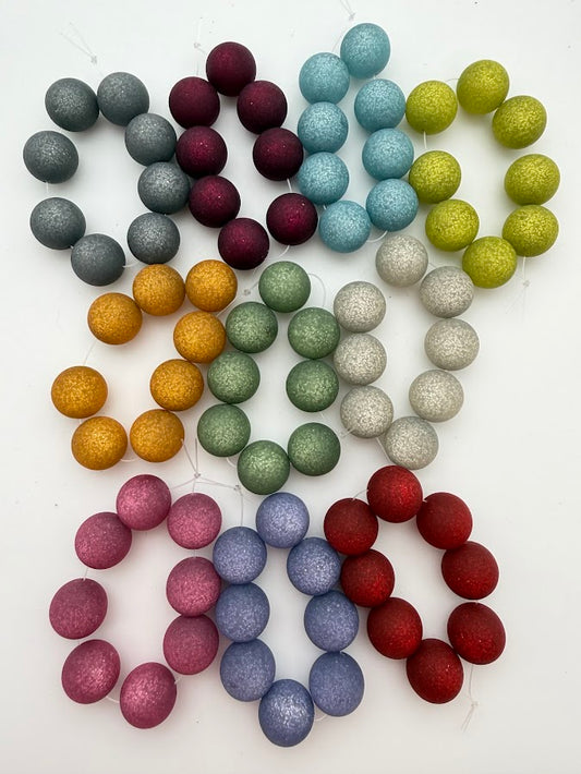 Round 16mm Matte Glitter Silver