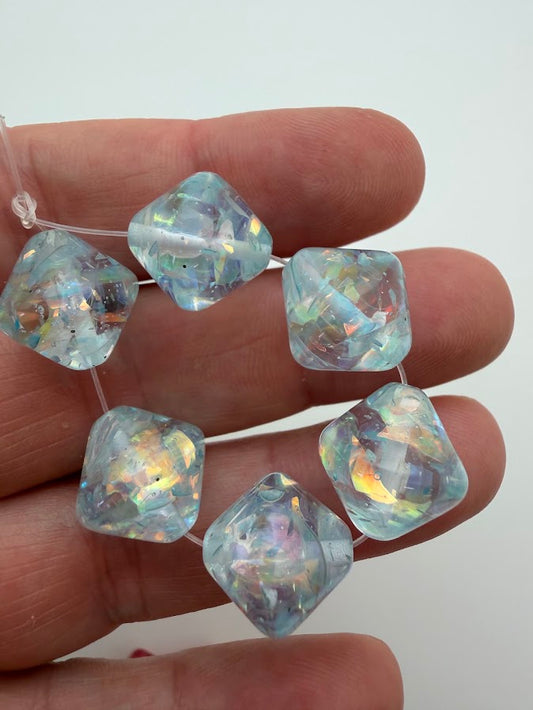 Bi-cone 14mm Confetti Aqua AB