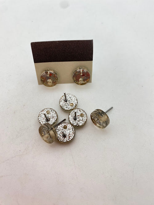 Stud with loop 10mm Glitter Silver