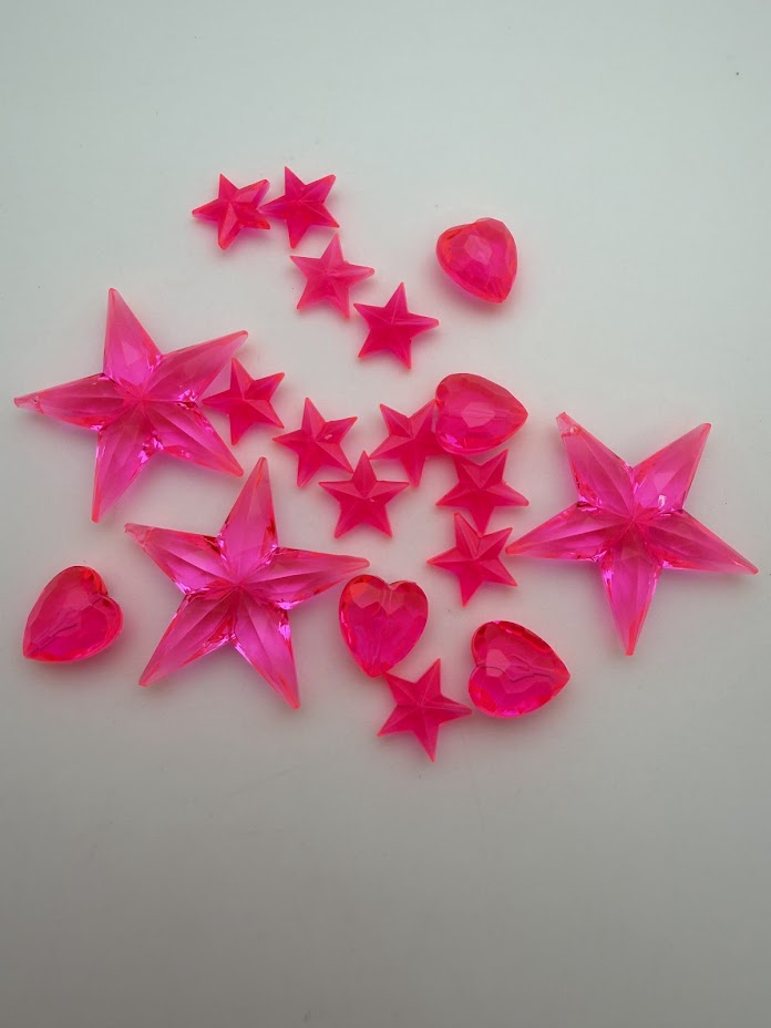 Faceted Star Pendant 38mm Pink Neon