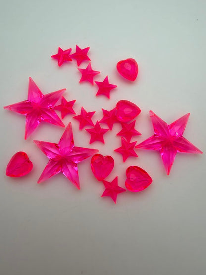 Faceted Star Pendant 38mm Pink Neon