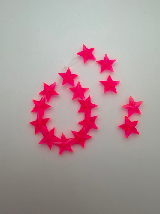 Faceted Star Bead 14mm Pink Neon