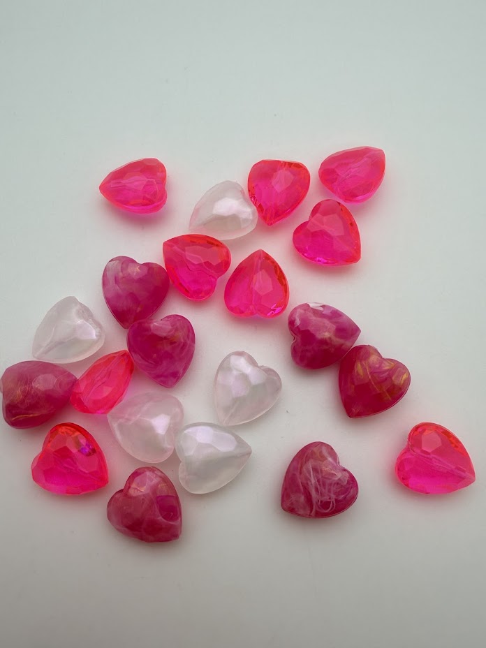 Faceted Heart 15mm Pink Neon