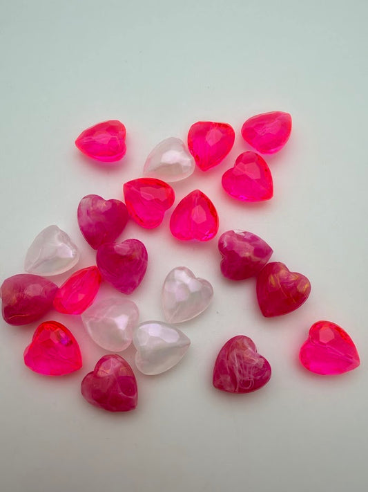Faceted Heart 15mm Pink Neon