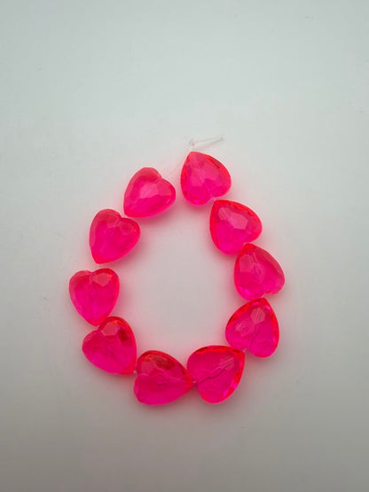 Faceted Heart 15mm Pink Neon