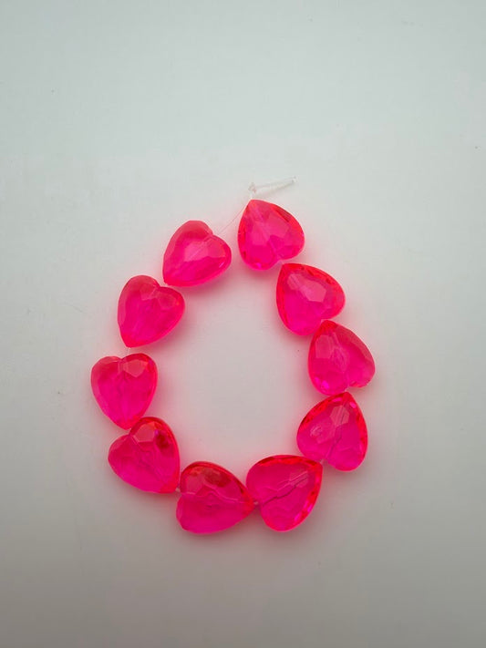 Faceted Heart 15mm Pink Neon