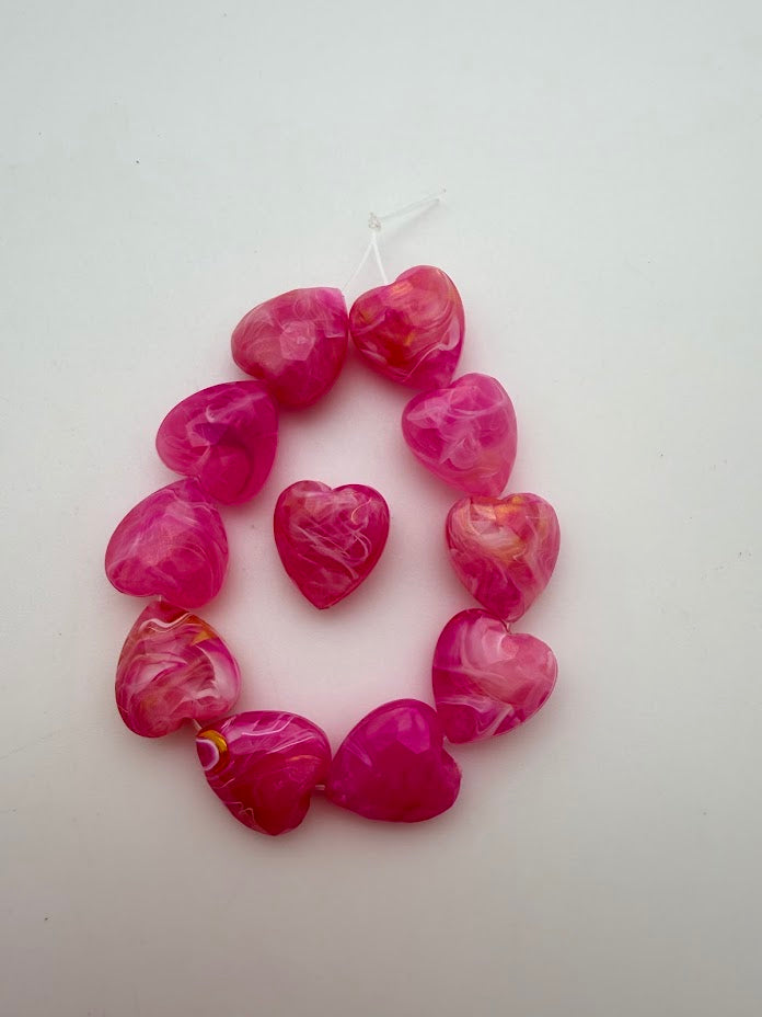 Faceted Heart Bead 15mm Golden Fuchsia