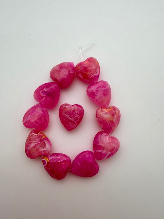 Faceted Heart Bead 15mm Golden Fuchsia