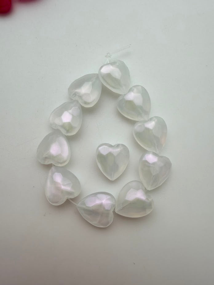 Faceted Heart Bead 15mm Unicorn Glow