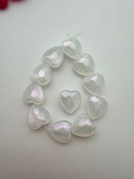 Faceted Heart Bead 15mm Unicorn Glow
