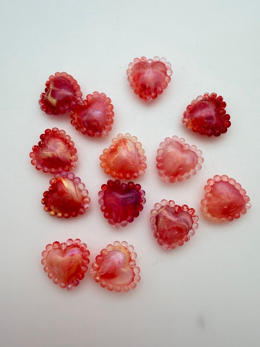 Framed Heart Bead 18mm Fire Opal