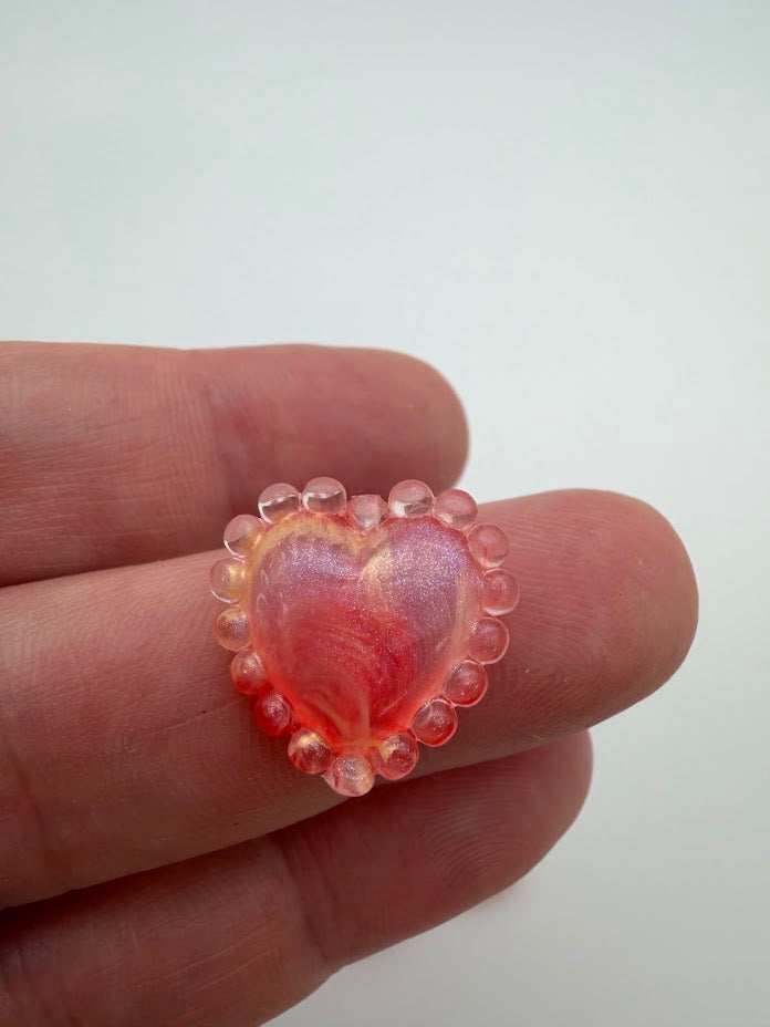 Framed Heart Bead 18mm Fire Opal