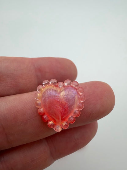 Framed Heart Bead 18mm Fire Opal
