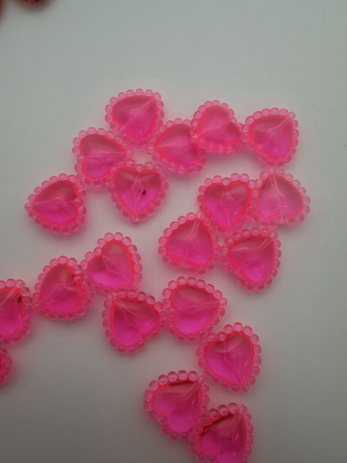 Framed Heart Bead 18mm Pink Neon