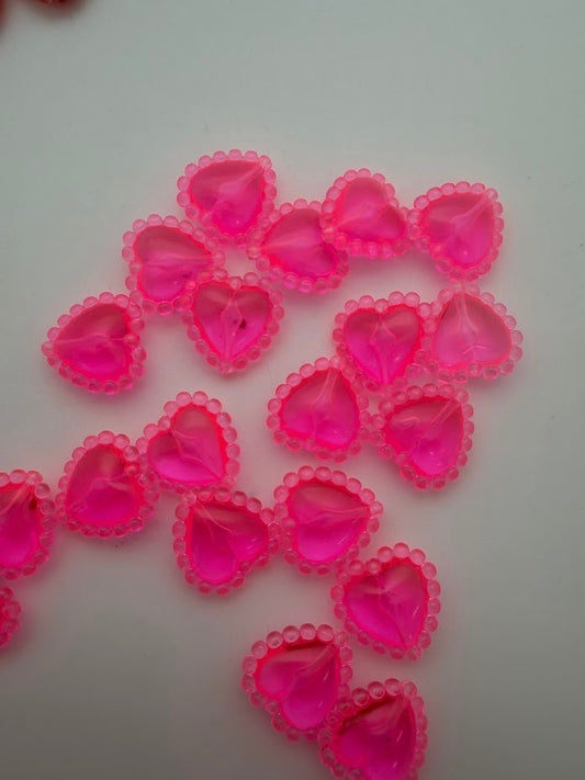 Framed Heart Bead 18mm Pink Neon