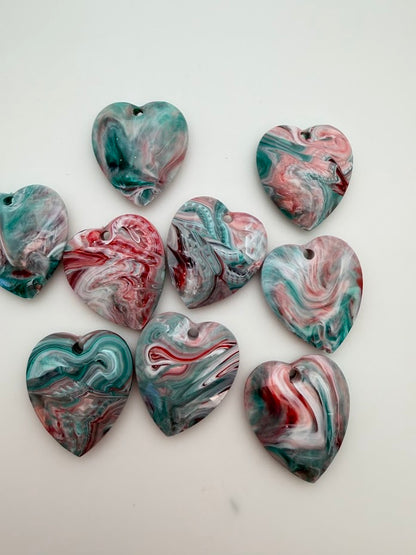 Faceted Heart Pedant 36mm High Tide