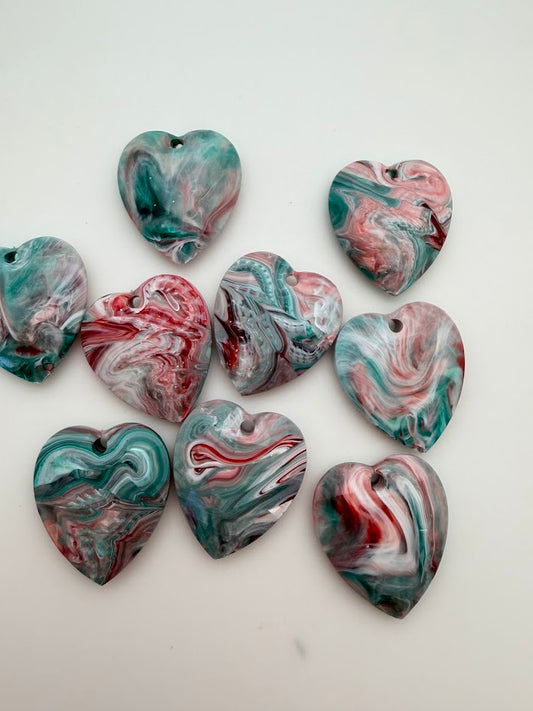 Faceted Heart Pedant 36mm High Tide