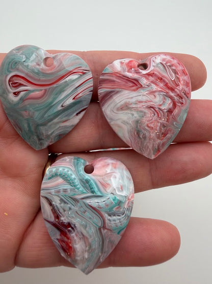 Faceted Heart Pedant 36mm High Tide