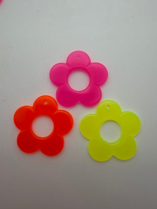 Flower Pendant 35mm Orange Opal Neon
