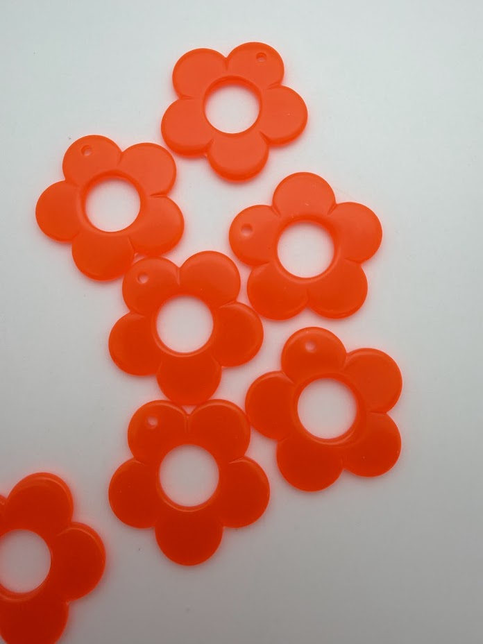 Flower Pendant 35mm Orange Opal Neon