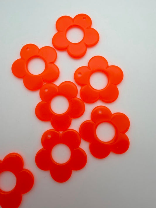 Flower Pendant 35mm Orange Opal Neon
