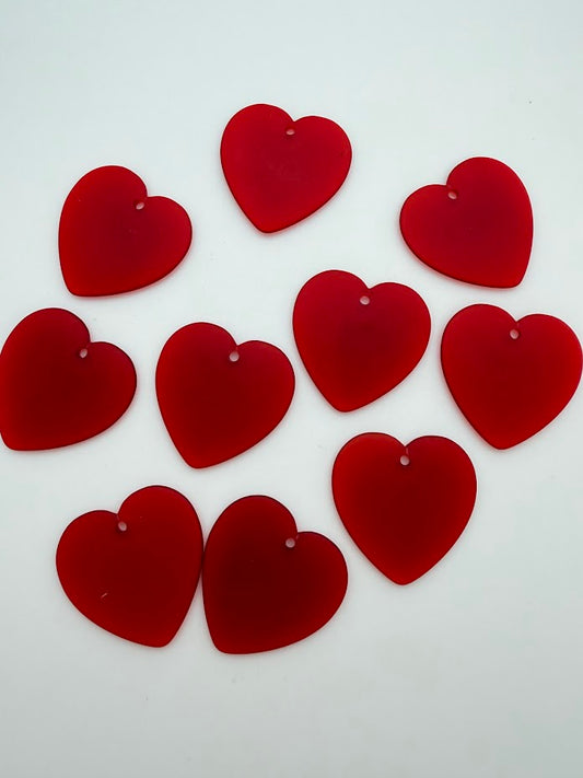 Heart Pendant 38mm Ruby Matte