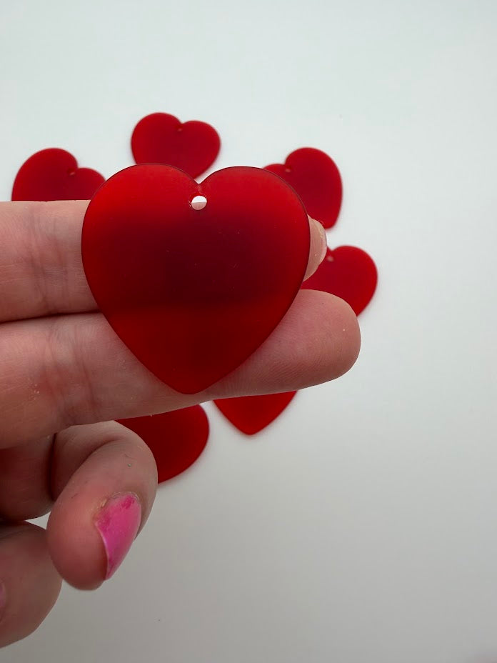 Heart Pendant 38mm Ruby Matte