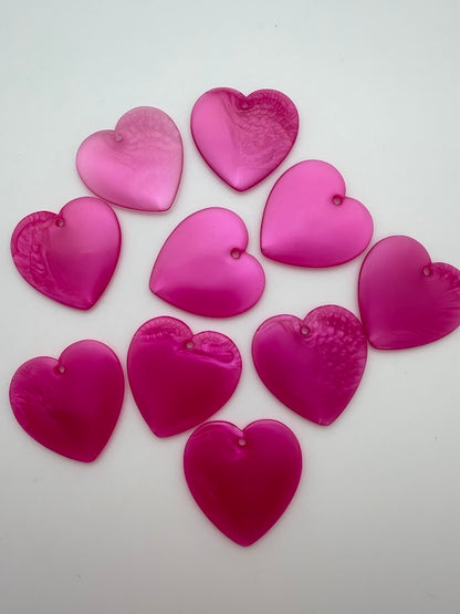 Heart Pendant 38mm Rose Pink Pearl