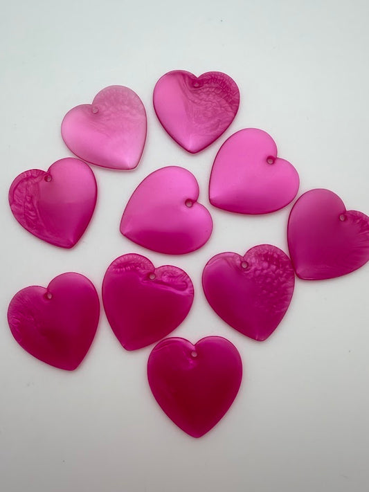 Heart Pendant 38mm Rose Pink Pearl