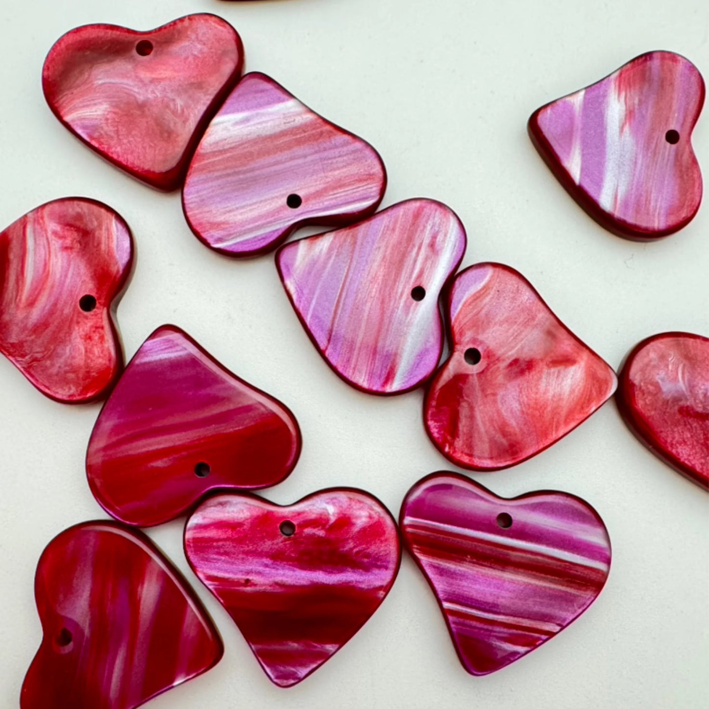 Heart Charm 20mm Pink Sunset Marble