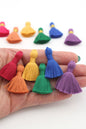 Jewel Tone Tassel Mix, 6 Mini Tassels, 1.25" Cotton Fringe for DIY Jewelry