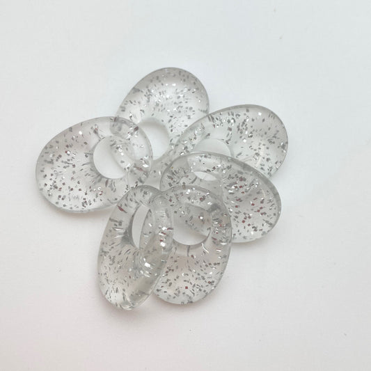 Pebble Hoop 28mm Silver glitter