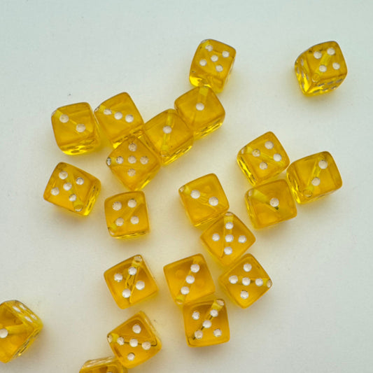 Dice Bead 9mm Citrine with White