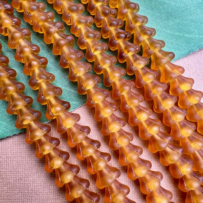 Honey Orange Matte Bell Flower Large Cap Beads - 25 Pieces