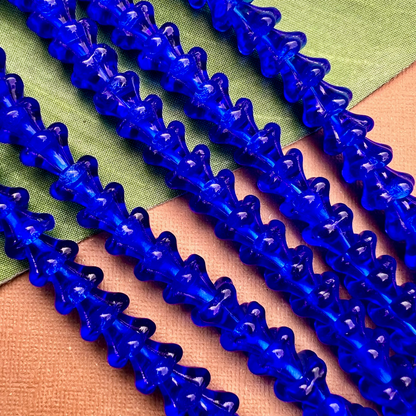 Blue Bell Flower Large Cap Beads - 25 Pieces