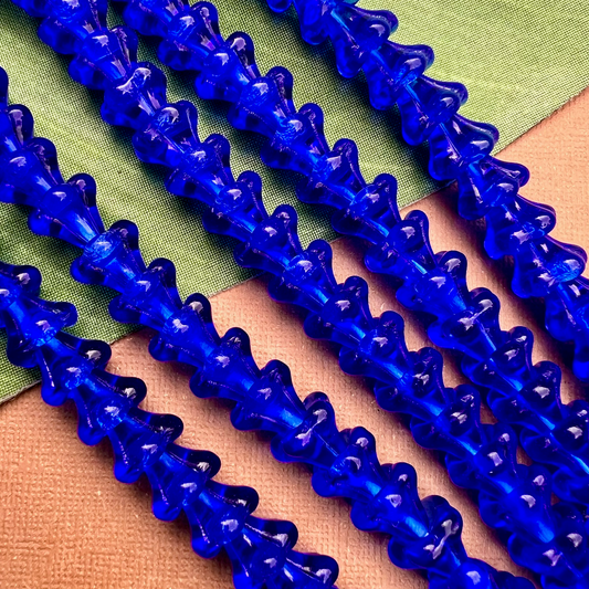 Blue Bell Flower Large Cap Beads - 25 Pieces